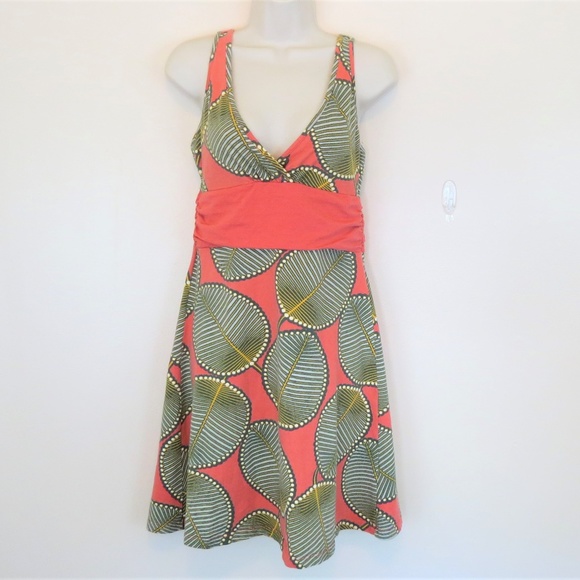 Patagonia Dresses & Skirts - Patagonia Peach Cotton Leaf Print Dress M